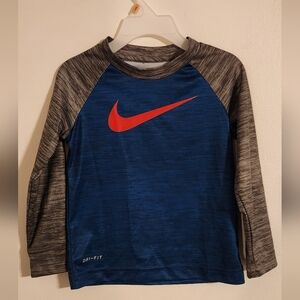 Nike Chasing Stripes Toddlers Blue and Gray Long Sleeve Shirt 2T